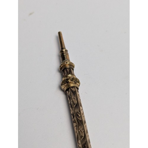 288 - Antique gilt metal jewellery and citrine topped propelling pencil, including a pinchbeck and diamond... 