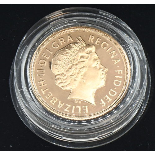 292 - Elizabeth II 2002 full sovereign, together with Royal Mint case and outer box