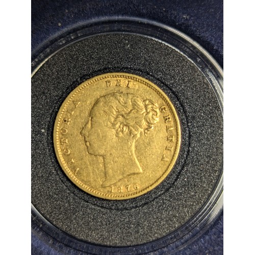 315 - Victoria (Young Head) 1876 shield back half sovereign, die number 58