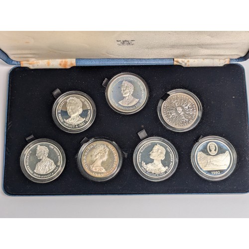 323 - Elizabeth II 1980 Her Majesty Queen Elizabeth the Queen Mother 80th Birthday silver proof seven comm... 