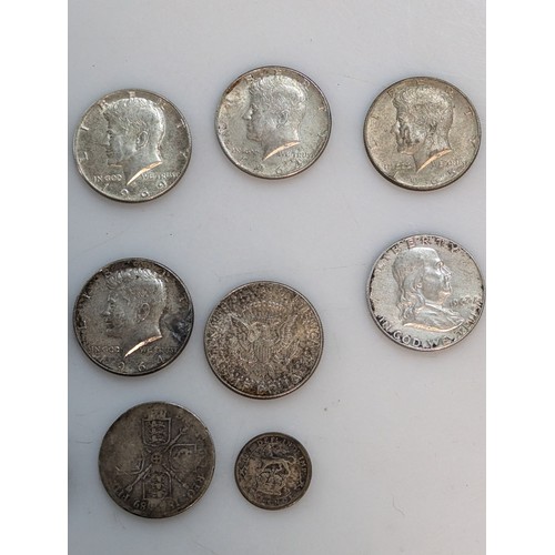 324 - Six USA silver half dollars, including 1963-1965 & 1969, Denver & Philadelphia mint, togethe... 