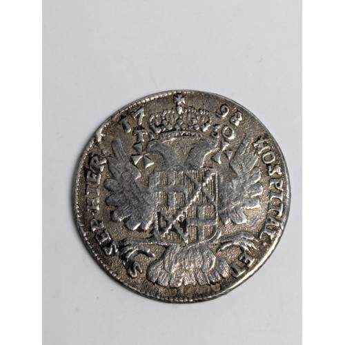 327 - Maltese 1798 30 tari silver coin, diameter 40mm, 27.3 grams