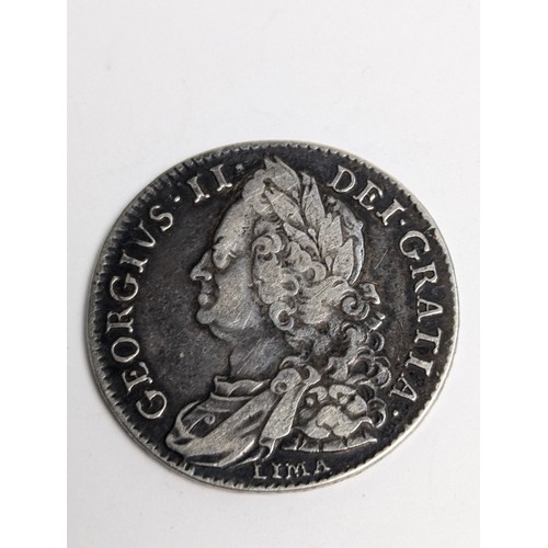 328 - George II 1746 Lima half crown, diameter 34mm, 14.93 grams