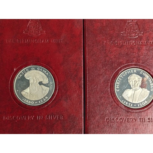 332 - Five The Birmingham Mint Discovery in Silver proof medallions in booklets, including John Cabot... 