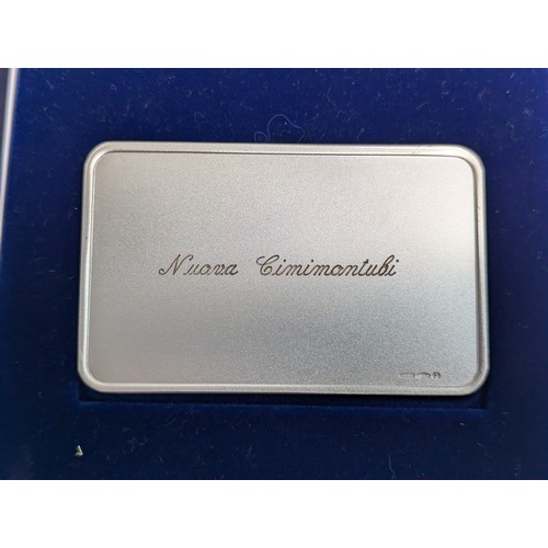 333 - 925 silver ingot depicting Meyland, engraved verso Nuova Cimimontubi, 73.59 grams, with an Intercoin... 