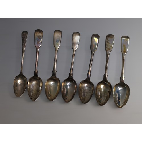 344 - Seven assorted silver teaspoons, various makers and dates, including George III, George IV, Wil... 