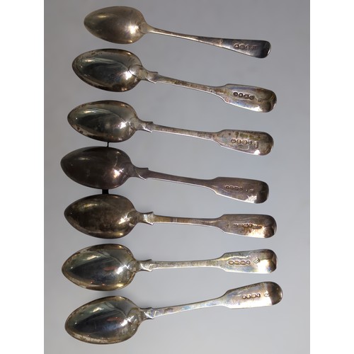 344 - Seven assorted silver teaspoons, various makers and dates, including George III, George IV, Wil... 