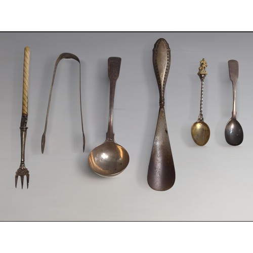 350 - Assorted silver, comprising: a George III sauce ladle, George Smith (III) & William Fe... 