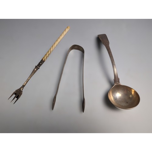 350 - Assorted silver, comprising: a George III sauce ladle, George Smith (III) & William Fe... 