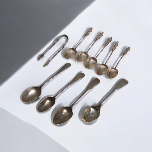 362 - Four various silver teaspoons, including three George III and one William IV, and a late Victorian s... 