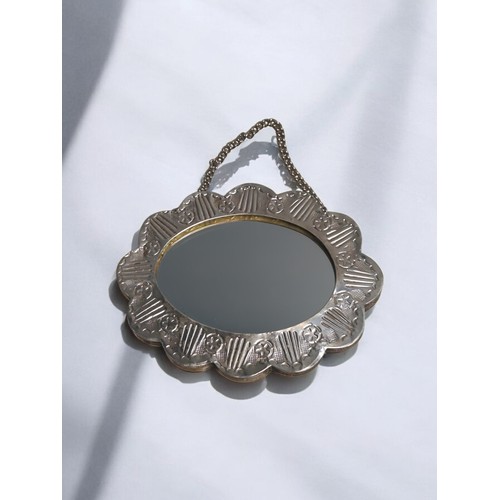 365 - Turkish 900-grade silver mounted wedding mirror, with repoussé decoration, stamped 'SAMI 900'... 