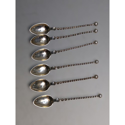 371 - Various silver spoons, comprising: George III bright-cut two dessert spoons and set of four teaspoon... 