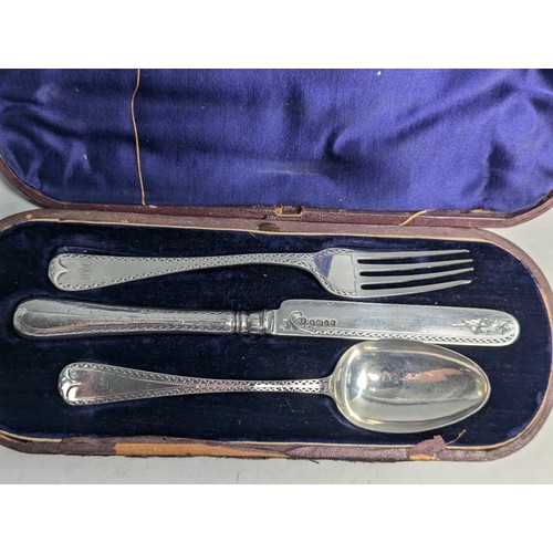 379 - Victorian silver christening set, William Hutton & Sons, Sheffield 1870 and 1873, comprisin... 