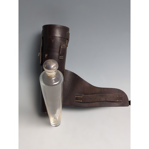 380 - Leather cased hunting canteen by Merry 21 St James's London, comprising a silver plated sandwic... 