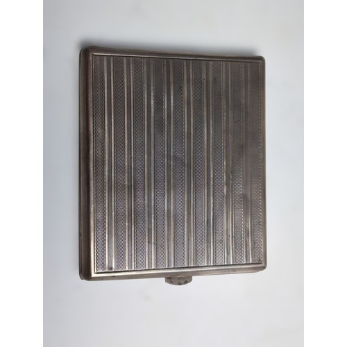 387 - Austrian 900-grade silver engine-turned cigarette case, Vienna, hoopee bird hallmark, initials ... 