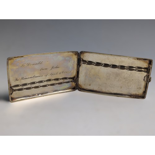 404 - Early 20th century Chinese export silver cigarette case, stamped with character mark and marked for ... 