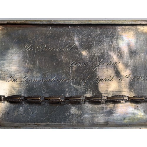 404 - Early 20th century Chinese export silver cigarette case, stamped with character mark and marked for ... 