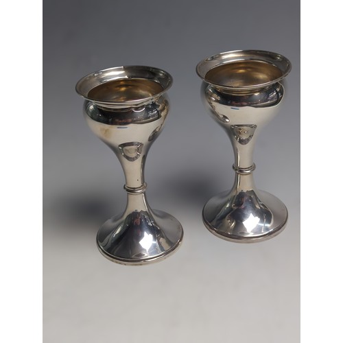 417 - Pair of George V silver posy vases, maker's mark rubbed, probably S Blanckensee & Son Ltd, ... 