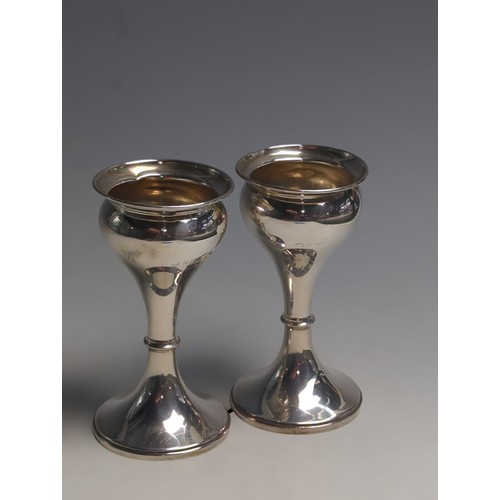 417 - Pair of George V silver posy vases, maker's mark rubbed, probably S Blanckensee & Son Ltd, ... 