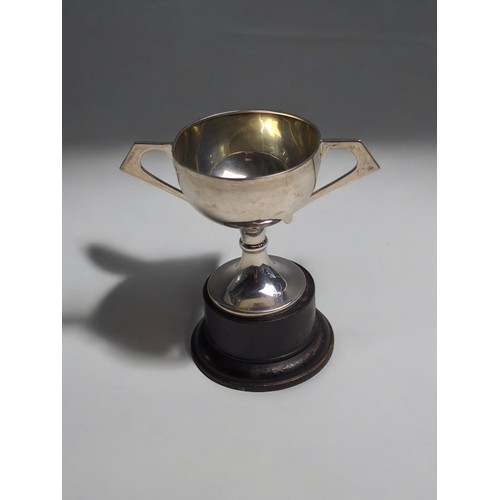 422 - Indian silver twin-handled trophy cup, stamped WB Silver with horse head for Warner Brothers, C... 