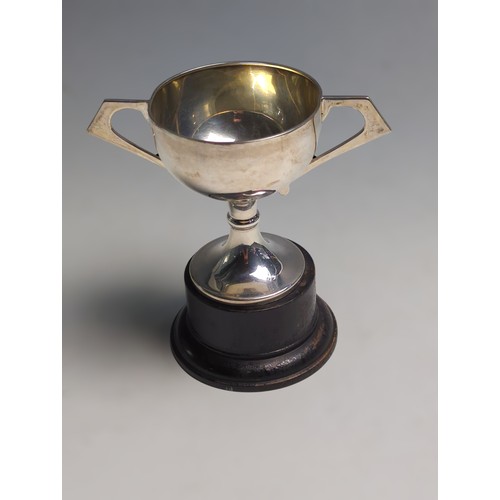 422 - Indian silver twin-handled trophy cup, stamped WB Silver with horse head for Warner Brothers, C... 