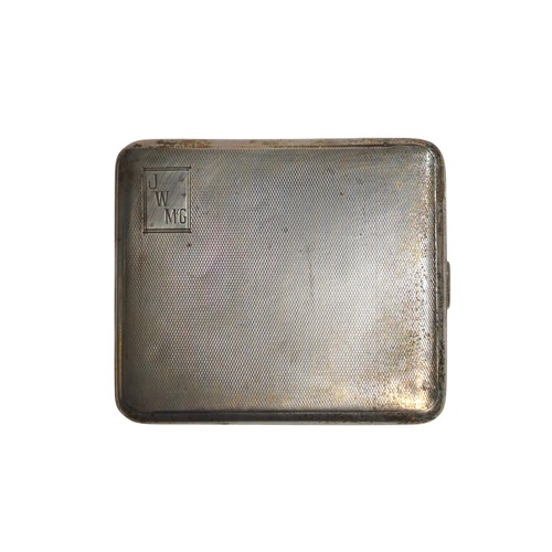 424 - George V silver engine-turned cigarette case, J.M., Birmingham 1931, initialled to one corner, 9.5 x... 