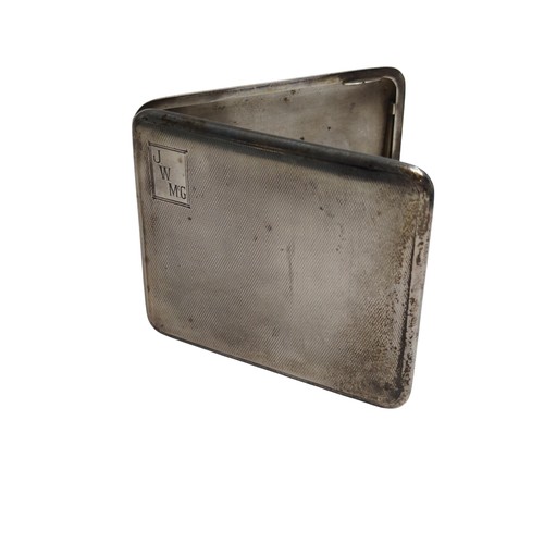 424 - George V silver engine-turned cigarette case, J.M., Birmingham 1931, initialled to one corner, 9.5 x... 