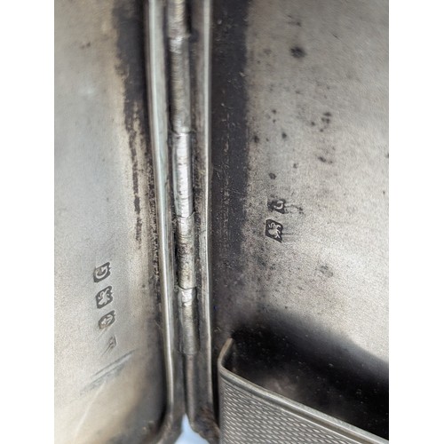 424 - George V silver engine-turned cigarette case, J.M., Birmingham 1931, initialled to one corner, 9.5 x... 