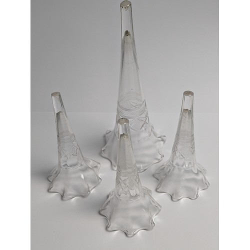 425 - Art Nouveau epergne with a plated stand and four cut glass flutes, overall height 36cm