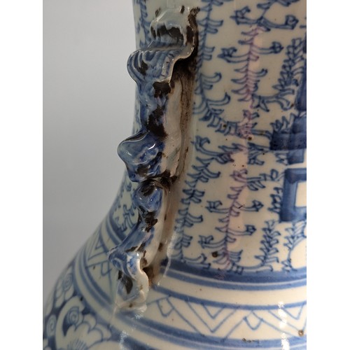 434 - A matched pair of large Chinese C19th porcelain blue and white 'Marriage' vases decorated with Doubl... 