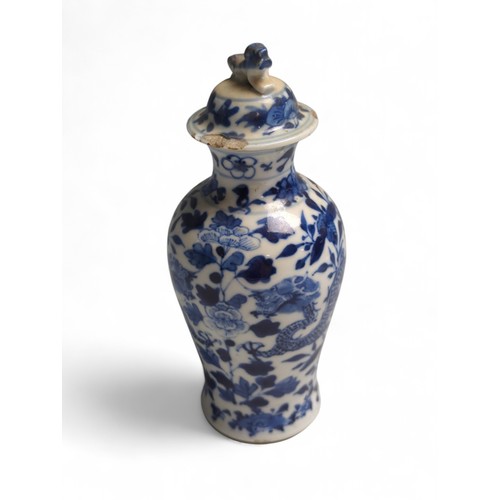 436 - Five pieces of Chinese blue and white porcelain to include a pair of lidded vases of baluster form d... 