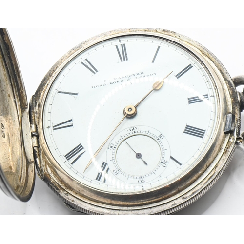 38 - Victorian G Falconer & Co. silver cased full hunter pocket watch, the signed white enamel dial&n... 