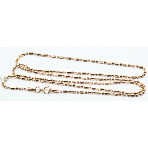 248 - 14ct rose gold dot dash link neck chain, marked 585, length 570mm, weight 4.57 grams