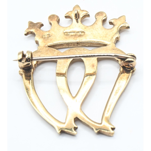 253 - Scottish 9ct gold Luckenbooth brooch, hallmarked Edinburgh 1982, length 38mm, 7 grams