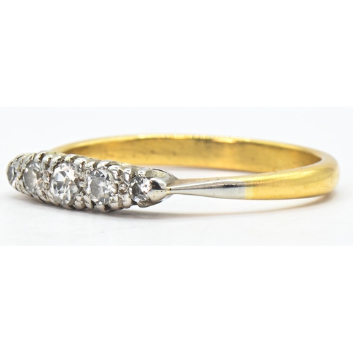 268 - Yellow metal and five stone diamond ring, tests positive for 18ct gold, size O1/2, gross weight 2.67... 