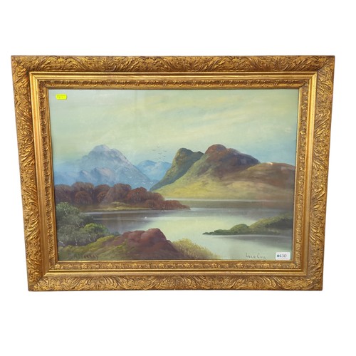 430 - R A Murray (Irish C20th) oil painting of Loch Goil, signed lower right, beneath glass in ornate gilt... 