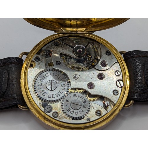 5A - Unicorn/Rolex gents 9ct gold cased watch, the guilloché silvered dial signed Unicorn and with retail... 