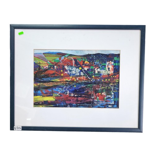 431G - Paul Cain Smith (contemporary), mixed media abstract landscape, titled 'Parish Synopsis' verso and s... 