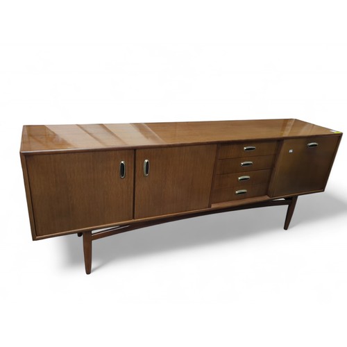 1 - G-Plan sideboard with 4 drawers, 1 cupboard and 1 drinks cabinet. W206cm D46cm H79cm.