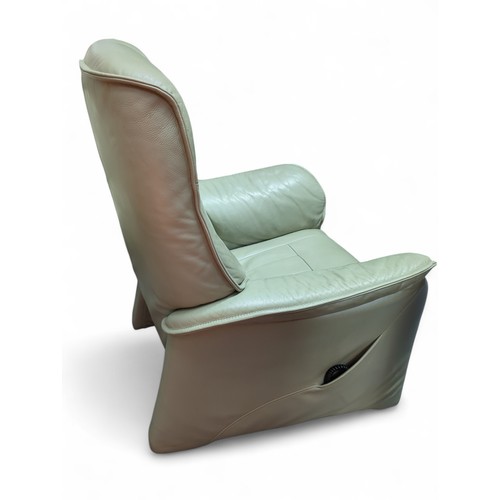 15 - Himolla electric reclining leather armchair in light green W85cm D76cm H107cm