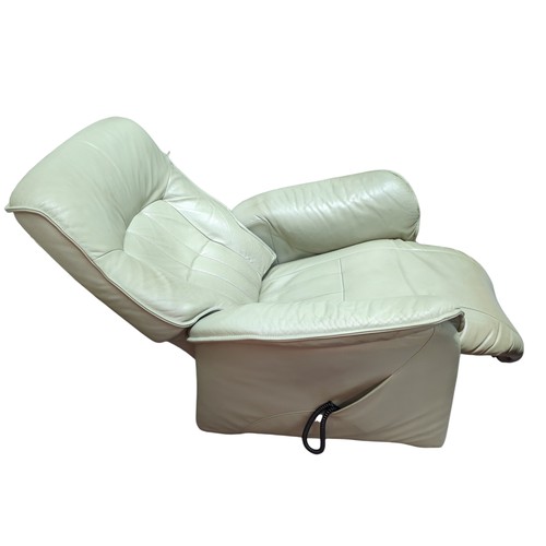 15 - Himolla electric reclining leather armchair in light green W85cm D76cm H107cm