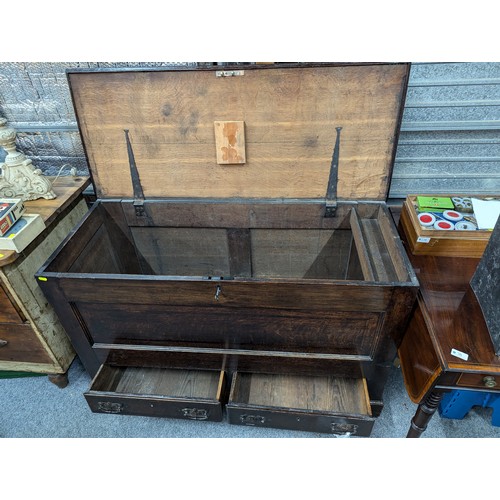 19 - Early 20th century mahogany coffer with two lower drawers, width 126cm, depth 51cm, height 78cm