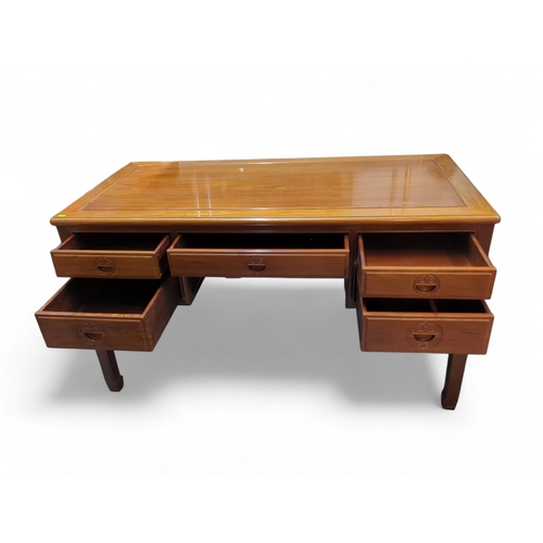 37 - Rosewood 5 drawer desk 136cm by 66cm by 76cm