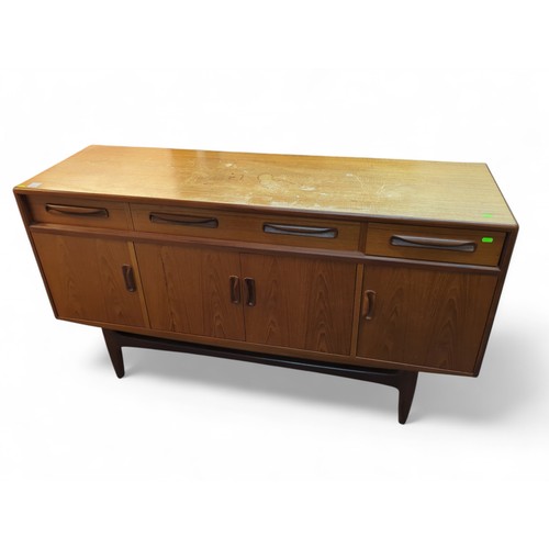 60 - Mid century teak G Plan sideboard with four drawers over four cupboards L155 x D45 x H86cm