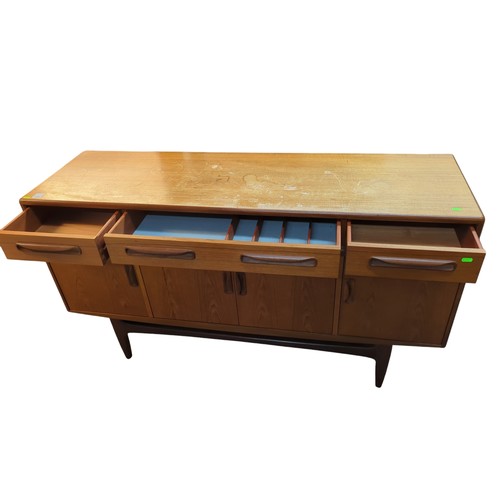 60 - Mid century teak G Plan sideboard with four drawers over four cupboards L155 x D45 x H86cm