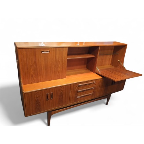 61 - Mid century G Plan teak highboard L188 x D45 x H121cm