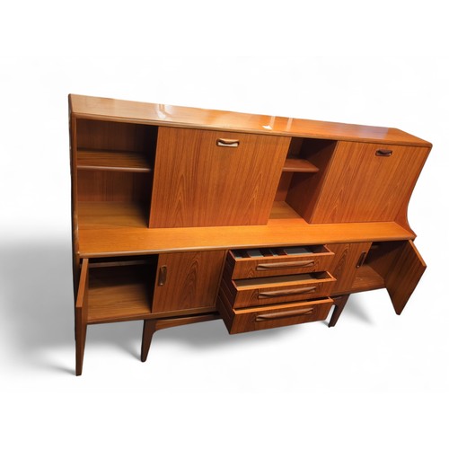 61 - Mid century G Plan teak highboard L188 x D45 x H121cm