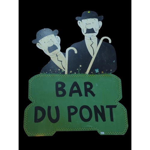 807 - Tintin Thompson and Thompson wooden cut-out 'Bar DuPont', ht.170cm approx. W120cm