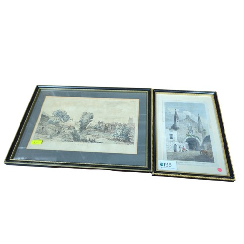 559 - Two antiquarian framed prints of Tavistock, largest 32 x 23cm