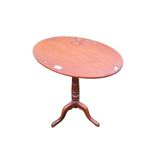 403 - Flip top oval wine table. W57cm D42cm H70cm.